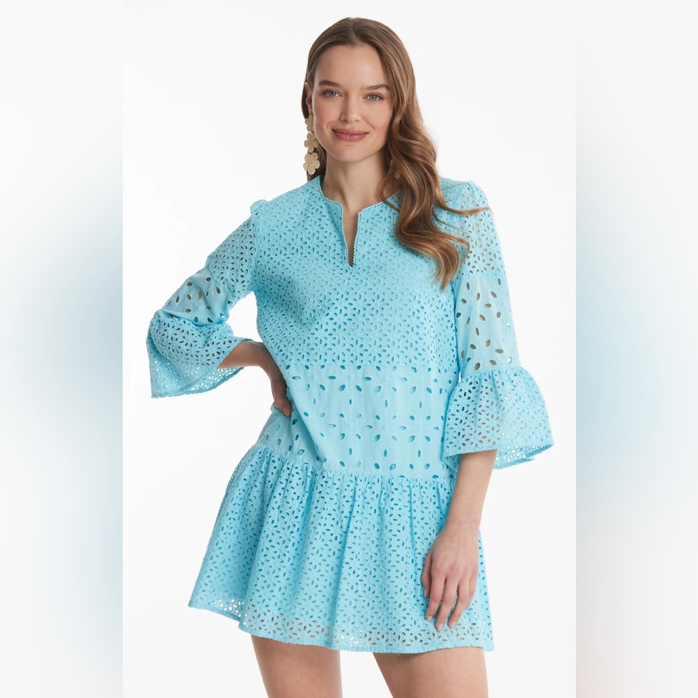 TYLER BOE ISLA EYELET SKIMMER DRESS CAPRI resort wear size M beach coverup